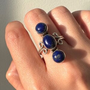 Boho Artisan Lapis Lazuli Sterling Silver Ring, Size 6